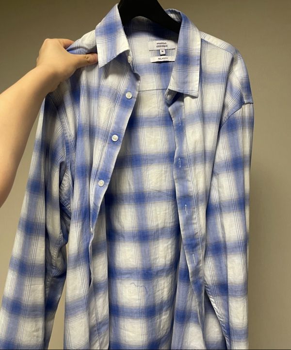 ★MUSINSA STANDARD★ Relaxed Ombre Plaid Check Shirt Navy Be MUSINSA | MUSINSA STANDARD Relaxed Ombre Check Shirt [White