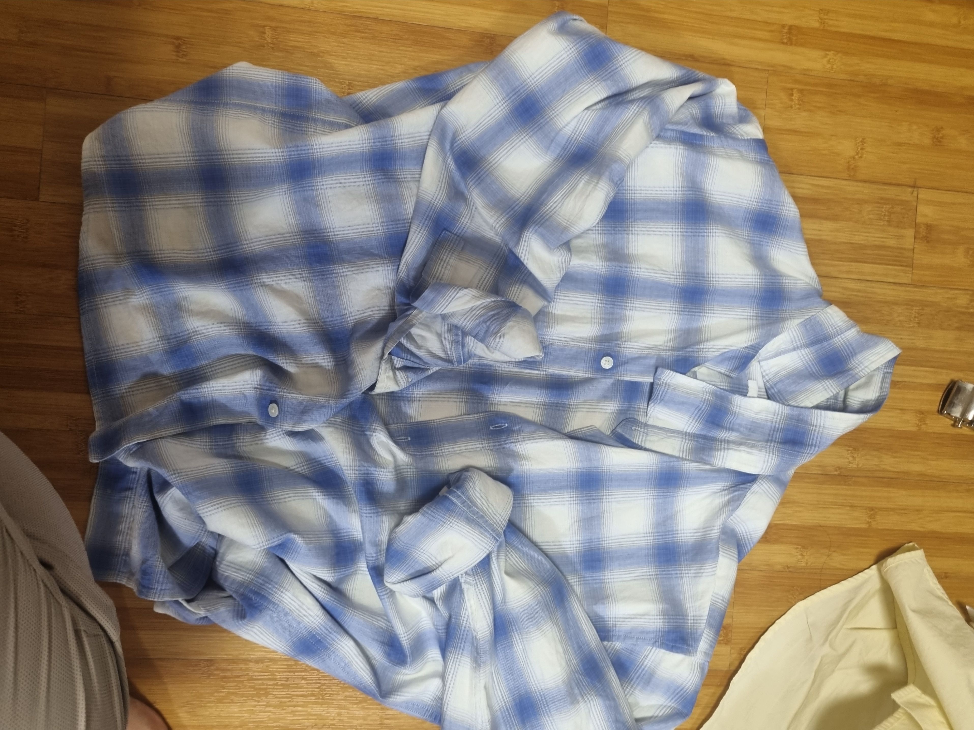 ★MUSINSA STANDARD★ Relaxed ombre check shirt white blue MM MUSINSA | MUSINSA STANDARD Relaxed Ombre Check Shirt [White