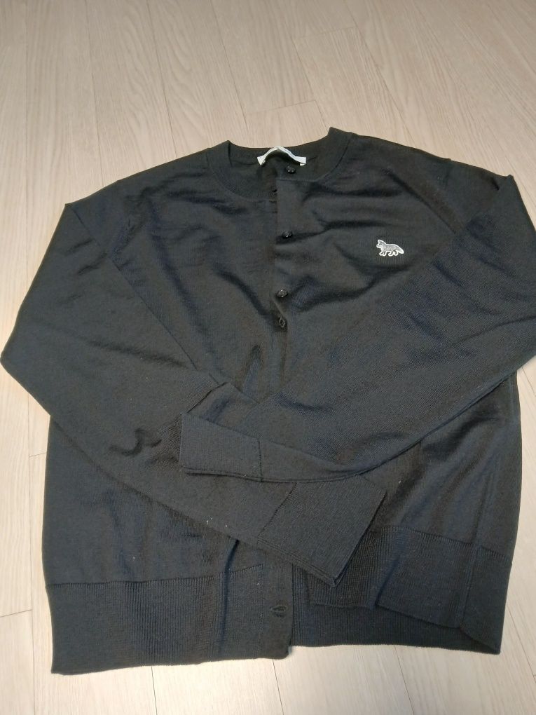 MUSINSA | MAISON KITSUNE Baby Fox Patch Regular Cardigan - Black