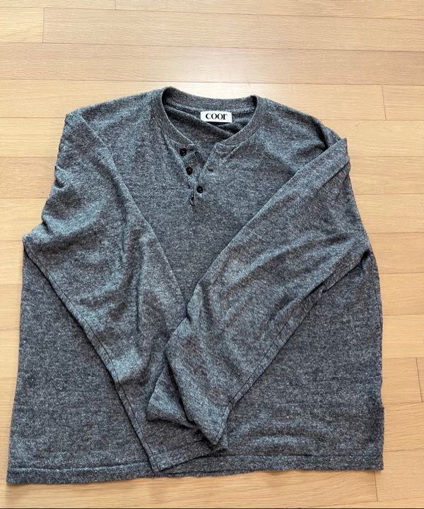 【COOR】 Linen Wool Blend Long Sleeve Henley / 追跡付 MUSINSA | COOR Linen Wool Blend Long Sleeve Henley (Black)