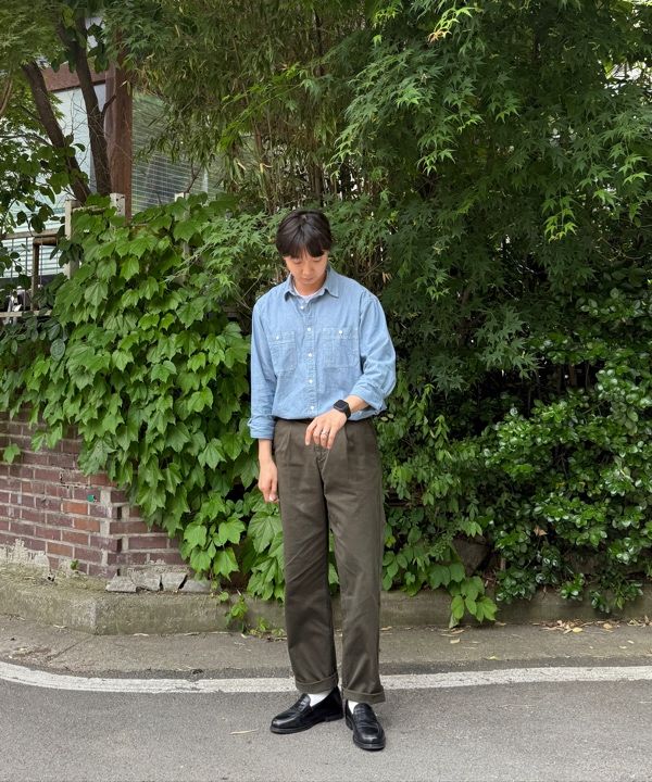 MUSINSA | MUSINSA STANDARD Chambray Work Shirt [Light Blue]