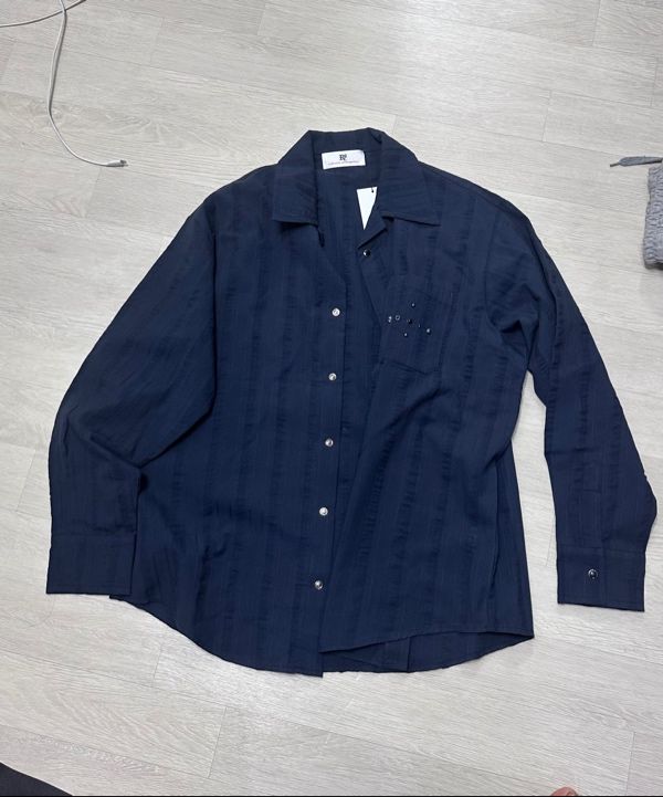 MUSINSA | RSSC RIVET WRINKLE STRIPE SHIRT - WHITE