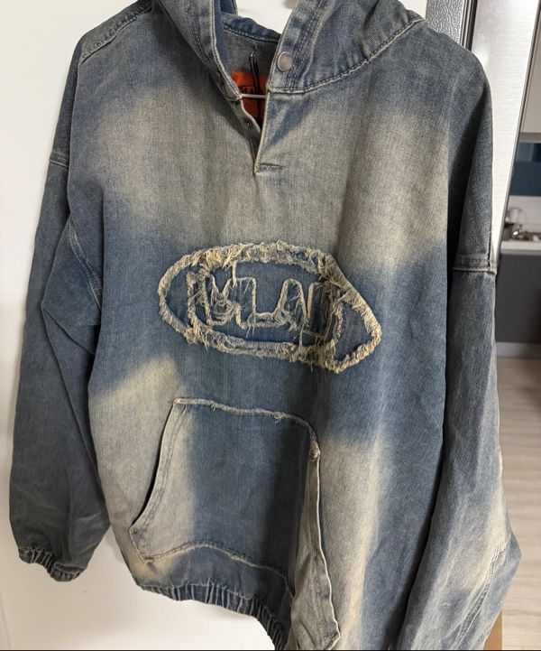 MUSINSA | DIMITRI BLACK VLAD DENIM APPLIQUE HOODED T