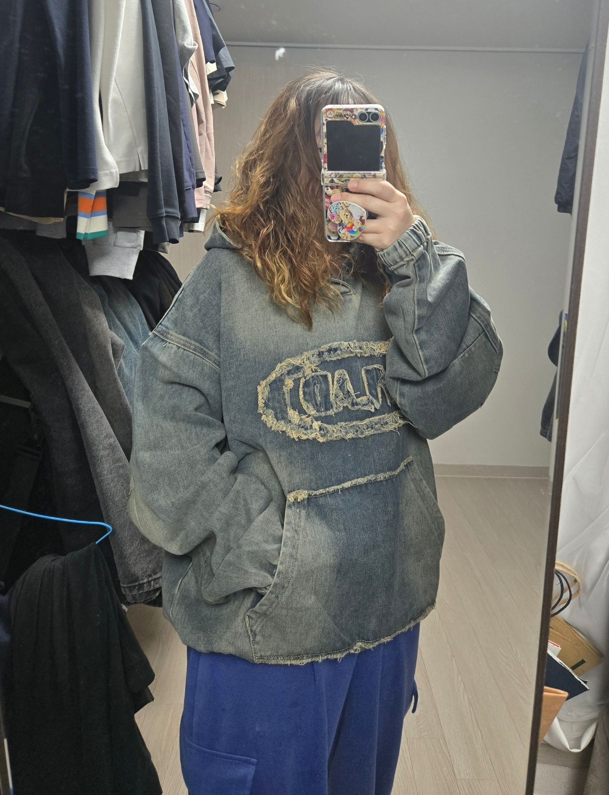 MUSINSA | DIMITRI BLACK VLAD DENIM APPLIQUE HOODED T