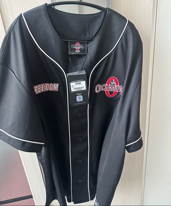 MUSINSA | FREEDOM Olympia Baseball Jersey (Black)