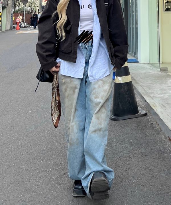 【AAKAM】Dirty Washed Denim Pants Blue MUSINSA | AAKAM Dirty Washed Denim Pants (Blue)
