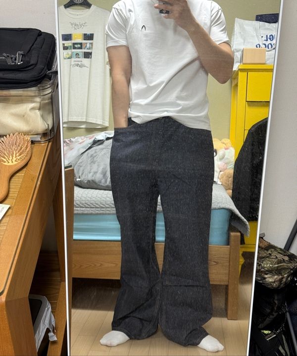 MUSINSA | AAKAM Snake Printed Denim Pants (Dark Blue)