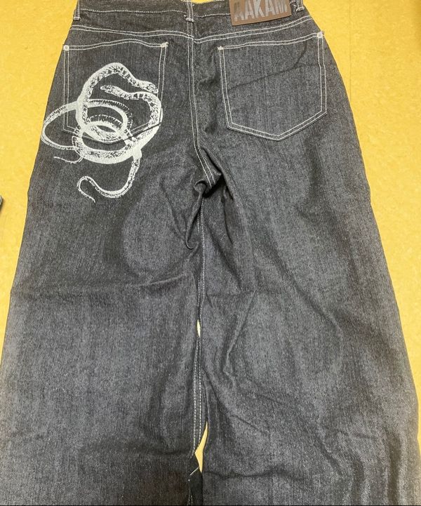 MUSINSA | AAKAM Snake Printed Denim Pants (Black)