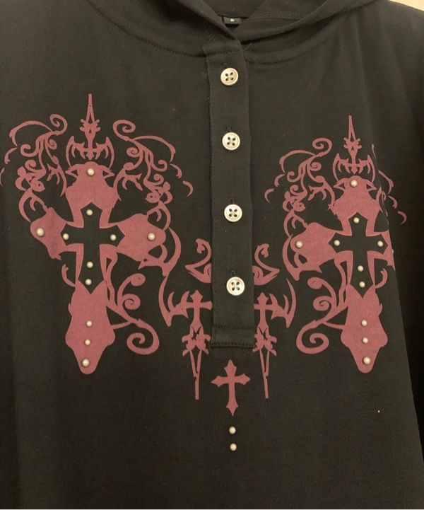 MUSINSA公式 | AAKAM Studded CROS2 Hooded Long Sleeve (Black)