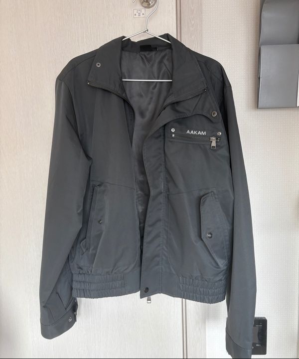 MUSINSA | AAKAM High-Neck Button Jacket (Dark Gray)