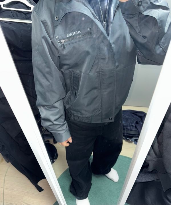 MUSINSA公式 | AAKAM High-Neck Button Jacket (Dark Gray)