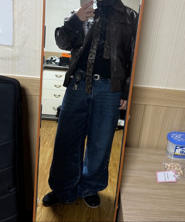 MUSINSA公式 | AAKAM Western Collar Leather Jacket (Brown)