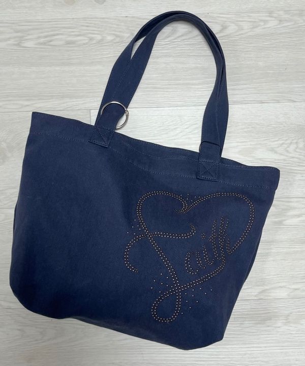 MUSINSA | SCULPTOR Faith Rhinestone Eco Bag Washed Navy