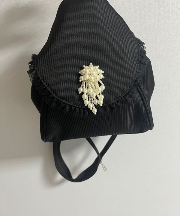 TYPESERVICE ♥ Pearl Trim Ruffled 2-Way Bag/追跡付 MUSINSA公式 | TYPESERVICE Pearl Trim Ruffled 2-Way Bag [Black]