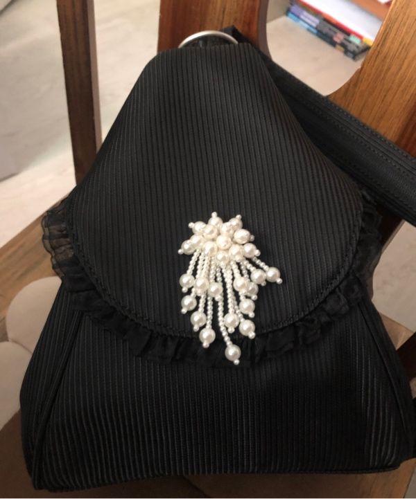 TYPESERVICE ♥ Pearl Trim Ruffled 2-Way Bag/追跡付 MUSINSA公式 | TYPESERVICE Pearl Trim Ruffled 2-Way Bag [Black]