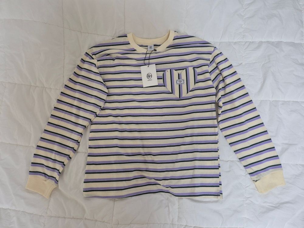 Tシャツ・カットソー RONRON MULTI STRIPE LONG SLEEVE IVORY MUSINSA公式 | RONRON MULTI STRIPE HEART POCKET OVER FIT LONG