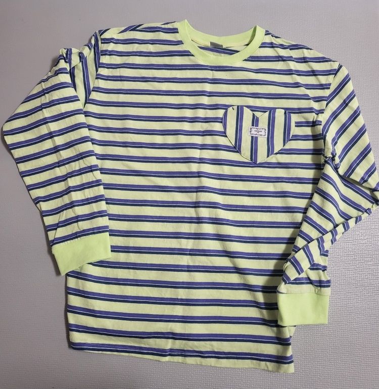 Tシャツ・カットソー RONRON MULTI STRIPE LONG SLEEVE IVORY MUSINSA公式 | RONRON MULTI STRIPE HEART POCKET OVER FIT LONG