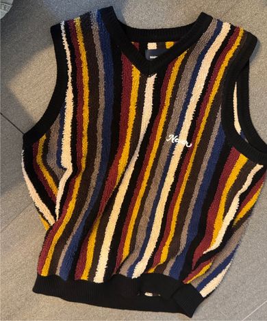 MUSINSA公式 | thisisneverthat Striped Knit Vest Black
