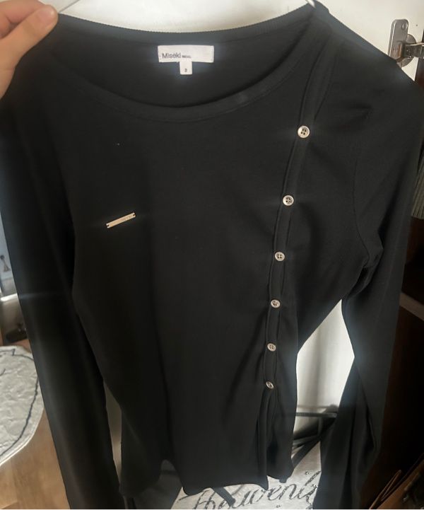 【Miseki SEOUL】25ss Unbalanced button long sleeves MUSINSA | MISEKI SEOUL Unbalanced button long sleeves BLACK