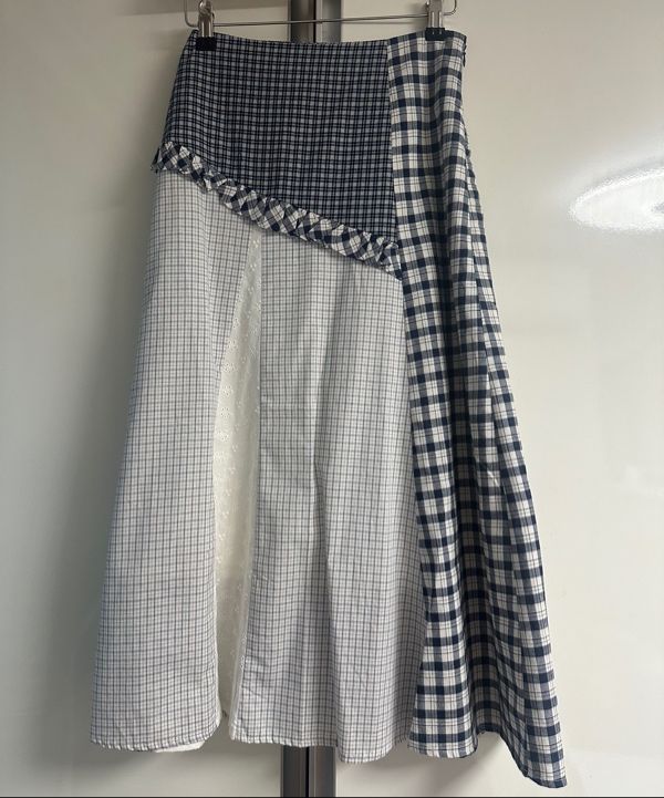 スカート [SUNBURNPROJECT] Mixed Check Long Skirt MUSINSA | SUNBURN PROJECT Mixed Check Long Skirt, NAVY