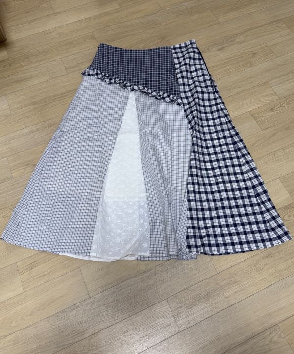 スカート [SUNBURNPROJECT] Mixed Check Long Skirt MUSINSA | SUNBURN PROJECT Mixed Check Long Skirt, NAVY