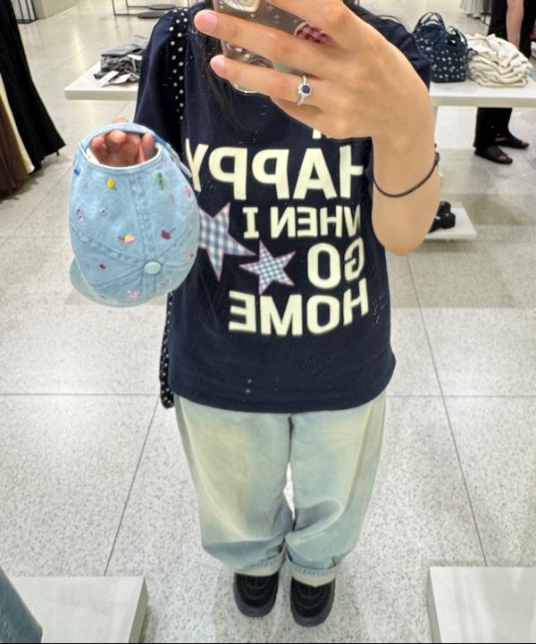 MUSINSA | WAI KEI I am HAPPY short sleeve t-shirt pink