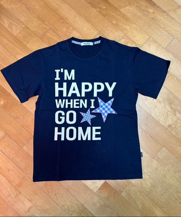 Wai Kei☆I am HAPPY Half Sleeve T-shirt MUSINSA | WAI KEI I am HAPPY short sleeve t-shirt navy