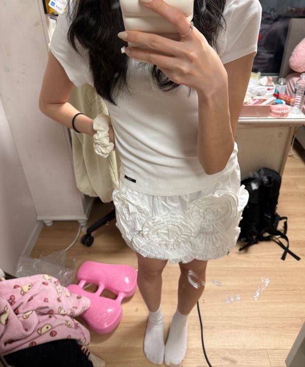 MUSINSA公式 | SINOON [Hearts2Hearts JUUN wearing] Rose Frill Mini