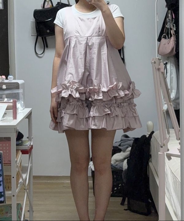 MUSINSA公式 | SINOON Frill Sleeveless Dress (Pink)