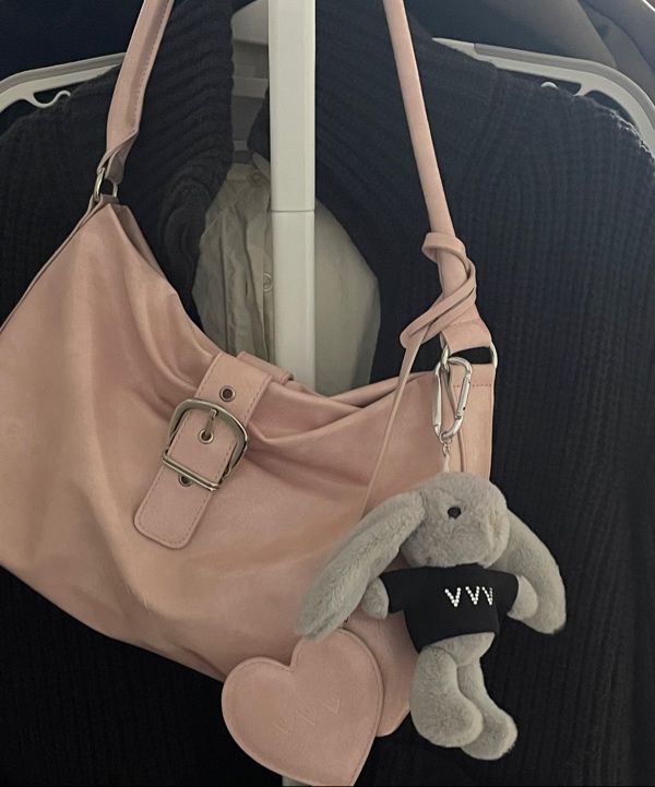 MUSINSA | VVV Ribbon Hobo Buckle Shoulder Bag _ Black