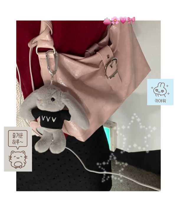 MUSINSA | VVV Ribbon Hobo Buckle Shoulder Bag _ Black