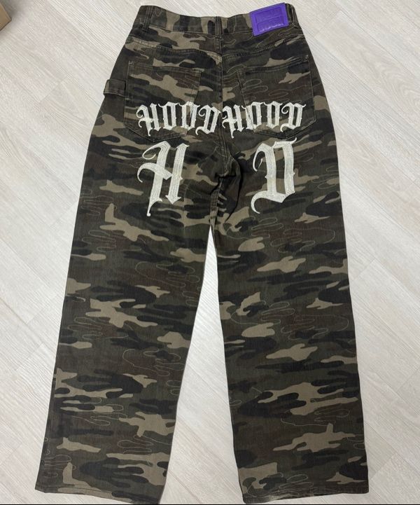 ◆HOODHOOD◆ HD Chain Embroidery Denim Pants Camo HDBE01PT02 MUSINSA | HOODHOOD HD Chain Embroidery Denim Pants Camo