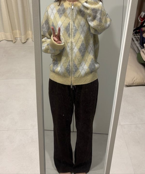 [RETRIEVER CLUB]25SS●ARGYLE KNIT ZIP UP MUSINSA | RETRIEVER CLUB ARGYLE KNIT ZIP UP [BEIGE]