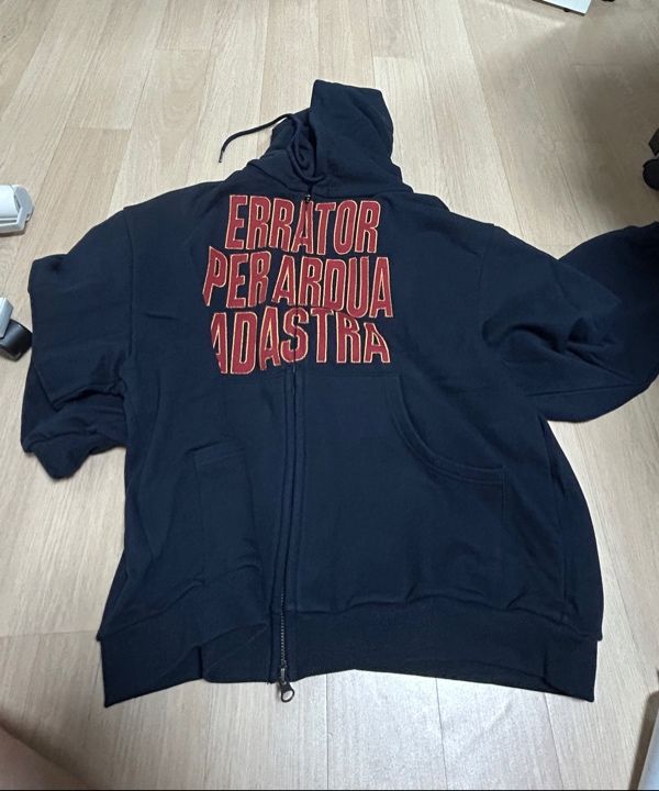 MUSINSA | ERTR Ad Astra Appliqué 2-Way Hoodie Zip-Up - Navy