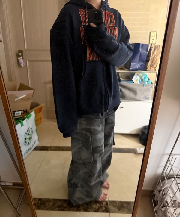 MUSINSA | ERTR Ad Astra Appliqué 2-Way Hoodie Zip-Up - Navy