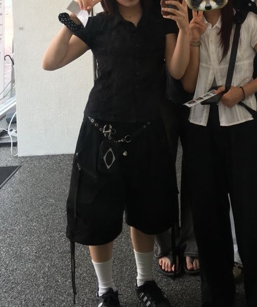 MUSINSA | FANCY CLUB Cargo Lettering Bermuda Pants (BLACK) F25QD889