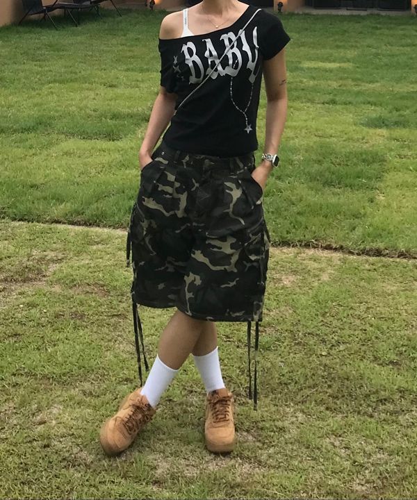 パンツ CARGO LETTERING BERMUDA PANTS MUSINSA | FANCY CLUB Cargo Lettering Bermuda Pants (Khaki Camo