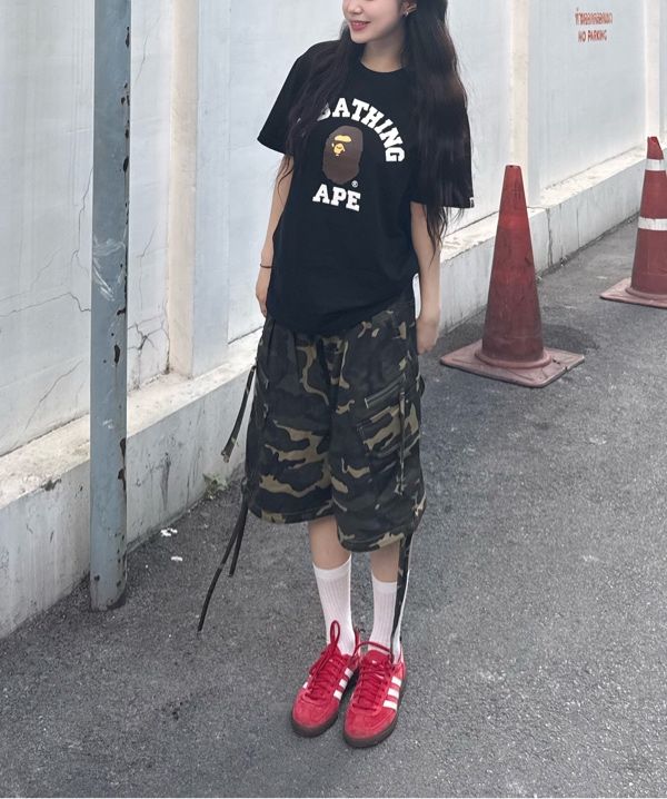 MUSINSA | FANCY CLUB Cargo Lettering Bermuda Pants (Khaki Camo