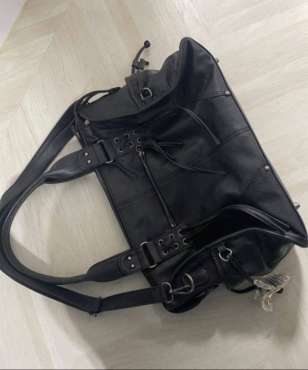 MUSINSA | FANCY CLUB Belted Washed Leather Bag (GRAY) F25QE990