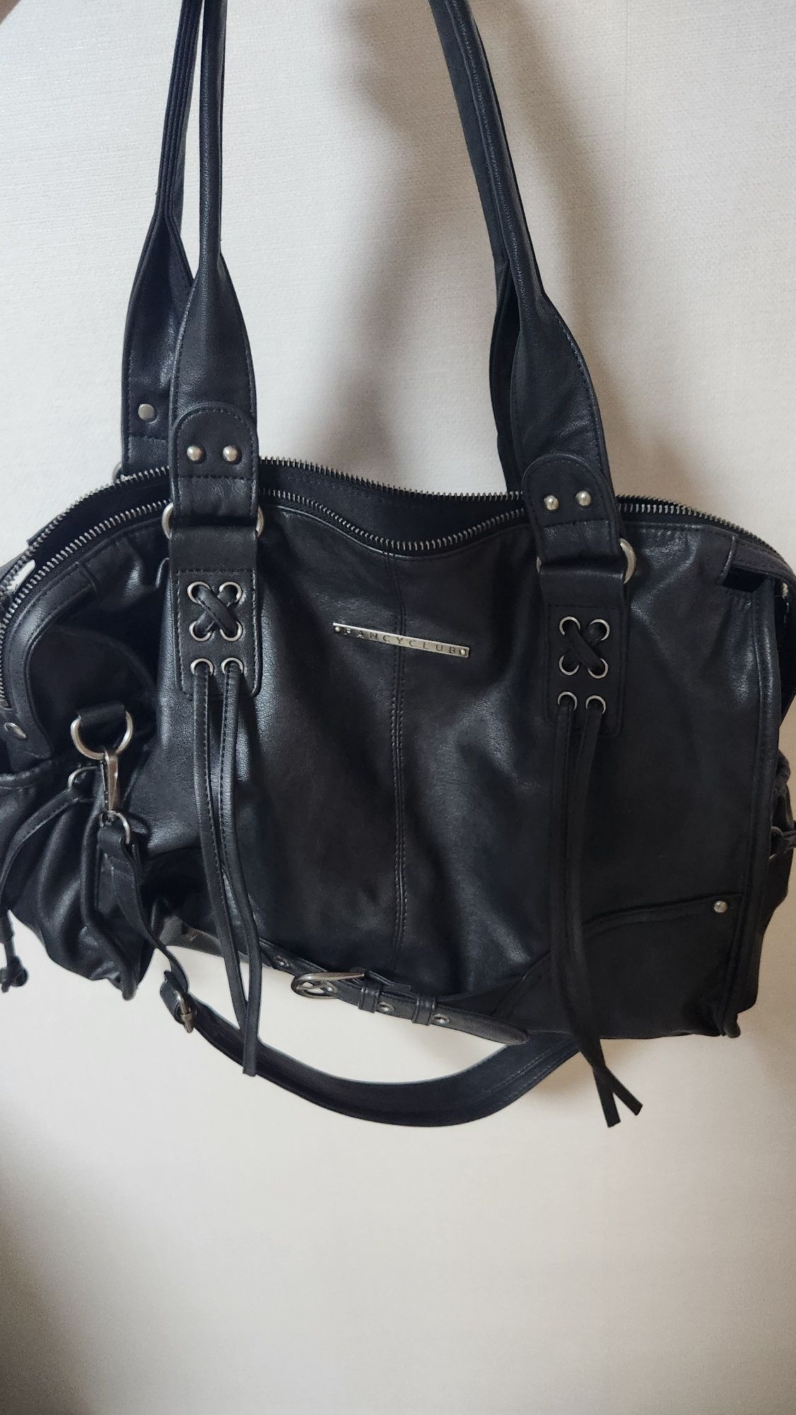 MUSINSA | FANCY CLUB Belted Washing Leather Bag (BLACK) F25QE990