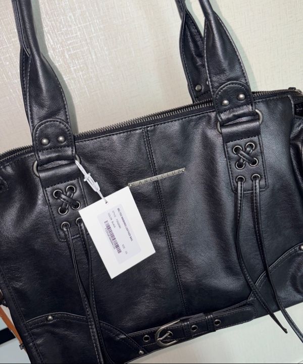 MUSINSA | FANCY CLUB Belted Washing Leather Bag (BLACK) F25QE990