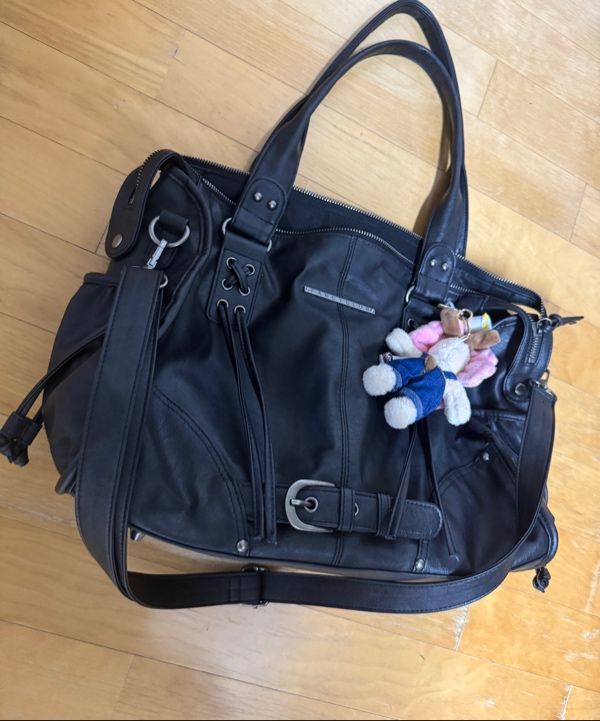 MUSINSA | FANCY CLUB Belted Washed Leather Bag (GRAY) F25QE990