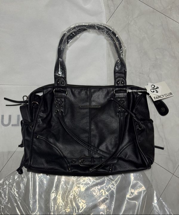 MUSINSA | FANCY CLUB Belted Washing Leather Bag (BLACK) F25QE990