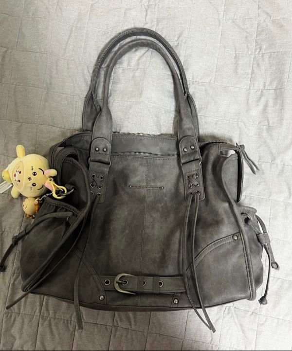 MUSINSA | FANCY CLUB Belted Washing Leather Bag (GRAY) F25QE990