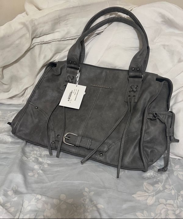 MUSINSA | FANCY CLUB Belted Washing Leather Bag (GRAY) F25QE990