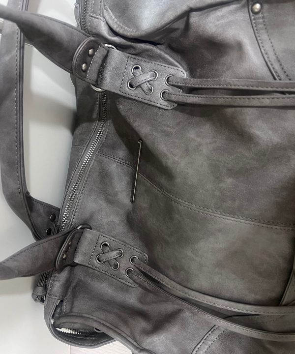 MUSINSA | FANCY CLUB Belted Washing Leather Bag (GRAY) F25QE990