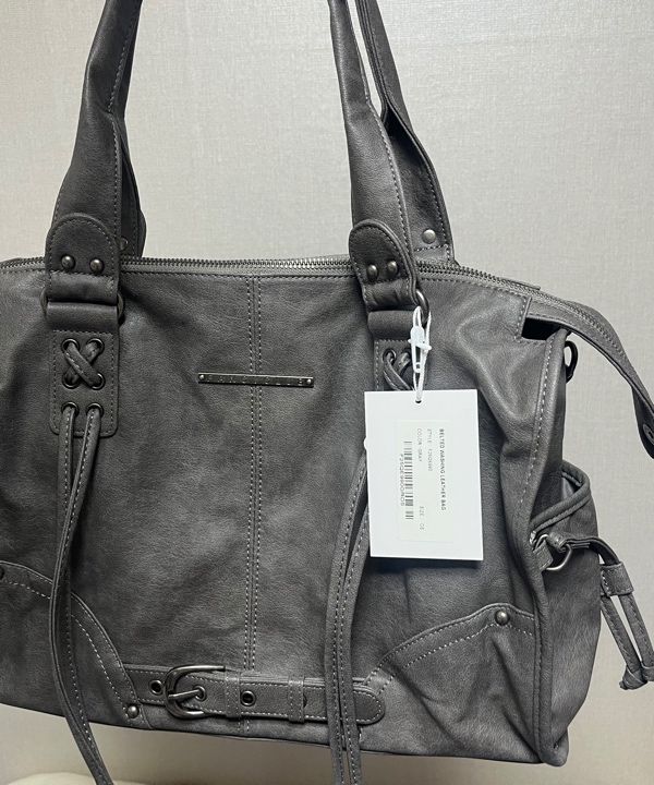 MUSINSA | FANCY CLUB Belted Washing Leather Bag (GRAY) F25QE990