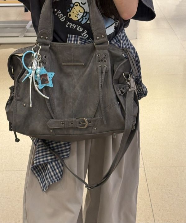 FANCY CLUB BELTED WASHING LEATHER グレー MUSINSA | FANCY CLUB Belted Washing Leather Bag (GRAY) F25QE990