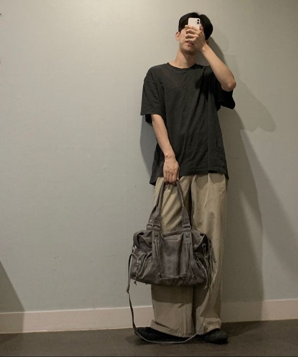 MUSINSA | FANCY CLUB Belted Washed Leather Bag (GRAY) F25QE990