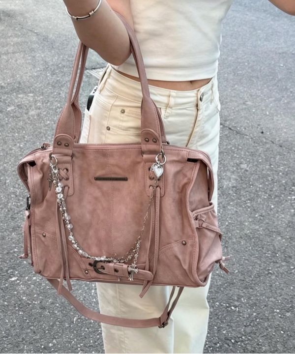 MUSINSA | FANCY CLUB Belted Washing Leather Bag (BABY PINK) F25QE990